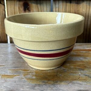 RRPC Robinson Ransbottom Pottery Co 6” Mixing Bowl Blue & Red Bands Roseville OH